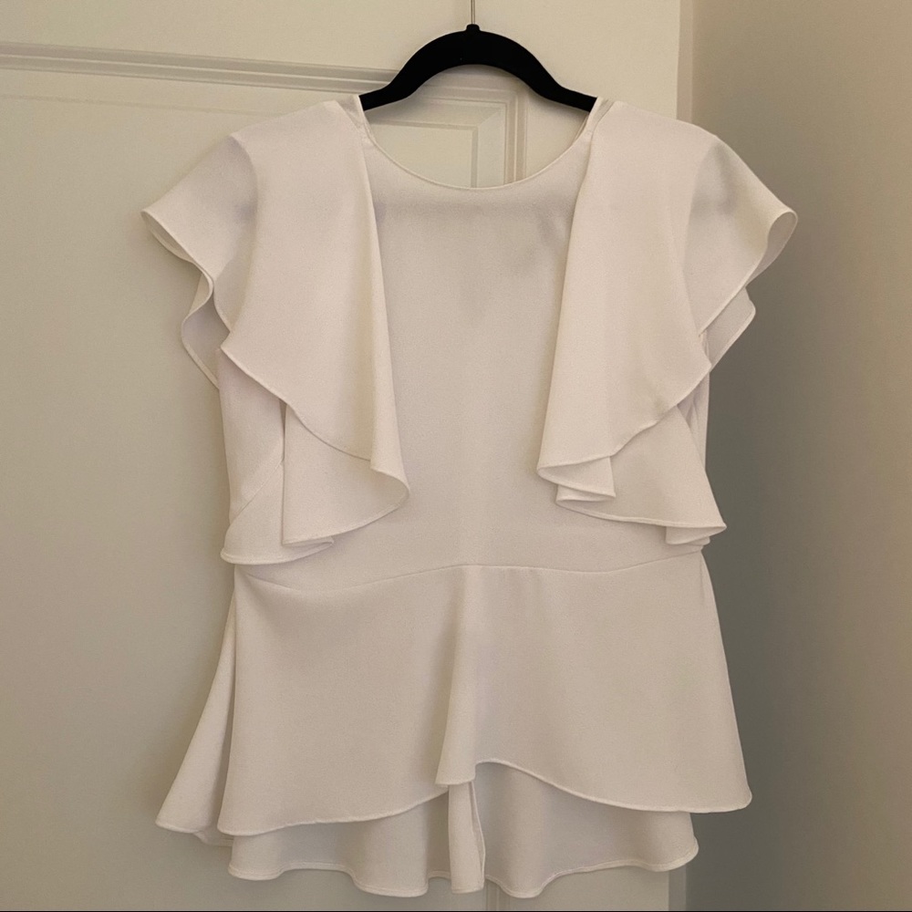 Zara white poplin flowy blouse
